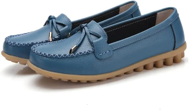 Momuk Women's Penny Loafers Leather Driving Moccasins Slip On Boat Shoes Fashion Comfort Flats