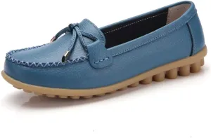Momuk Women's Penny Loafers Leather Driving Moccasins Slip On Boat Shoes Fashion Comfort Flats