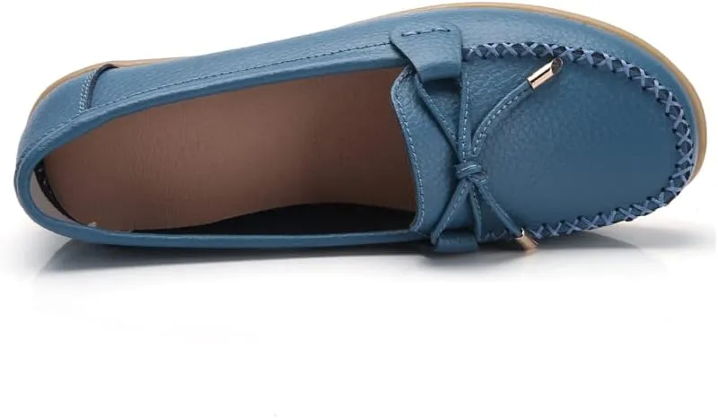 Momuk Women's Penny Loafers Leather Driving Moccasins Slip On Boat Shoes Fashion Comfort Flats