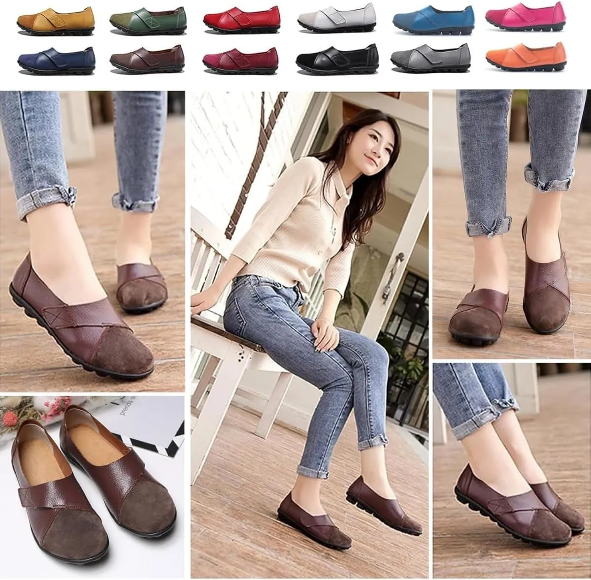 Orthopedic Loafers for Women Suede Breathable Slip On Soft Flat Wide Fit Flat Nursing Shoes