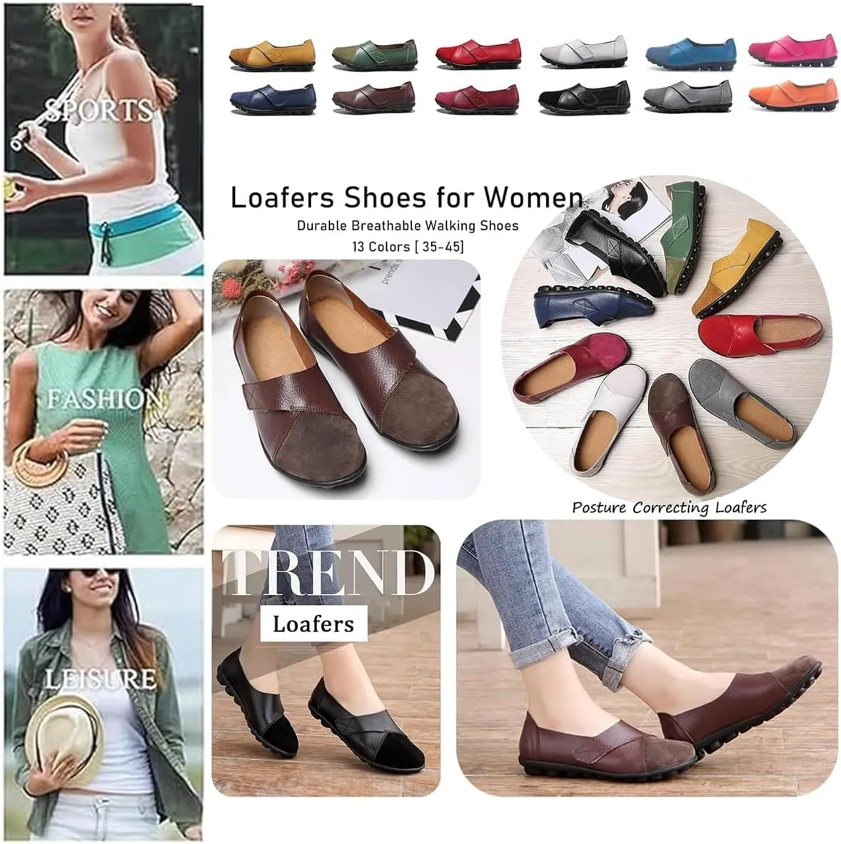 Orthopedic Loafers for Women Suede Breathable Slip On Soft Flat Wide Fit Flat Nursing Shoes