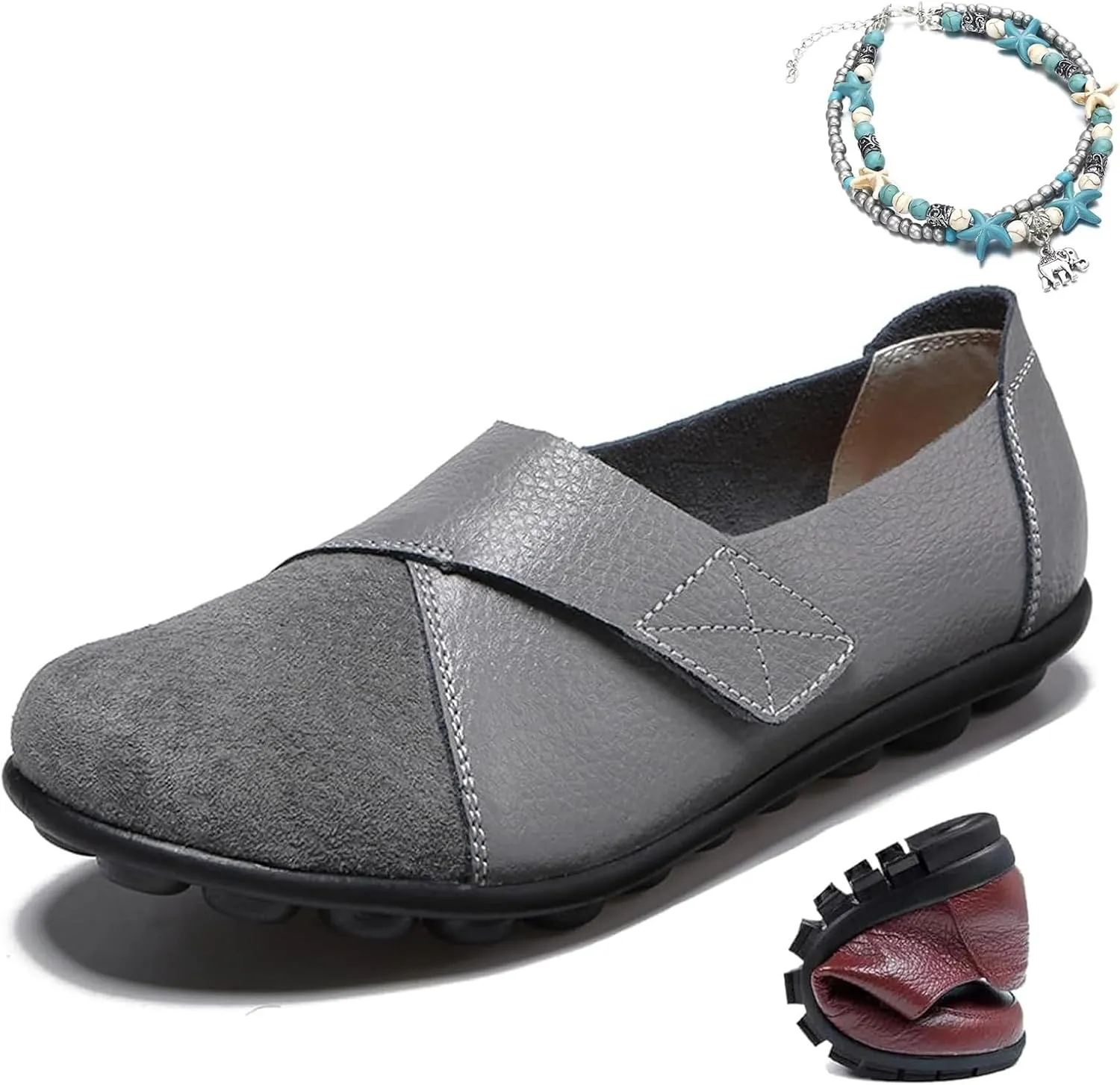 Orthopedic Loafers for Women Suede Breathable Slip On Soft Flat Wide Fit Flat Nursing Shoes