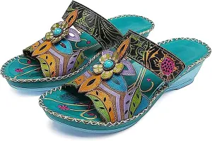 Orthopedic Sandals For Women Dressy Womens Orthopedic Wedge Heel Slip On Open Toe Summer Sandals Shoes Dressy Casual Orthotic Slides Flip Flops Sandalias, 8.5, Green