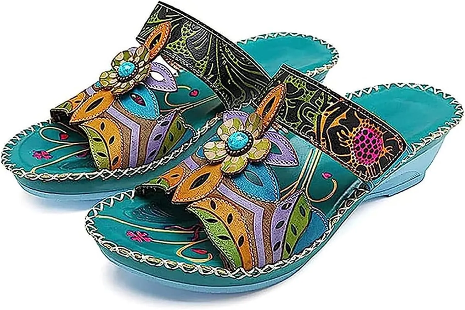 Orthopedic Sandals For Women Dressy Womens Orthopedic Wedge Heel Slip On Open Toe Summer Sandals Shoes Dressy Casual Orthotic Slides Flip Flops Sandalias, 8.5, Green