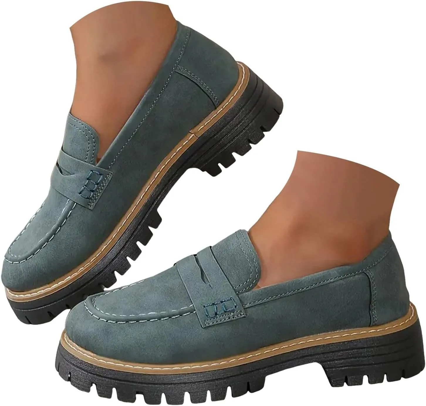 Orthoture-Orthopedic Platform Loafers Orthoture Womens Shoes Loafer, Lug Sole Loafers, Slip On Comfort Casual Fashion