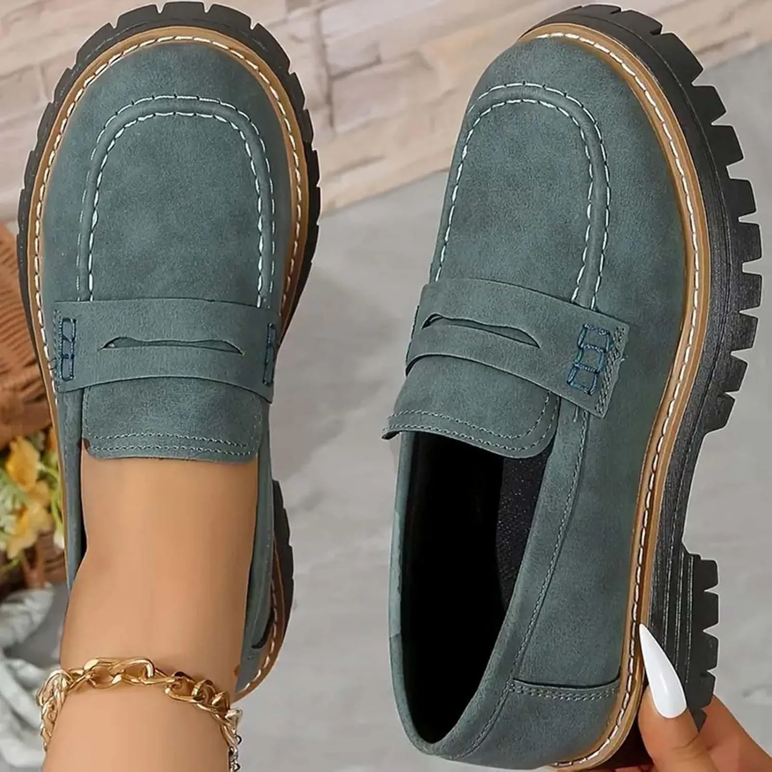 Orthoture-Orthopedic Platform Loafers Orthoture Womens Shoes Loafer, Lug Sole Loafers, Slip On Comfort Casual Fashion