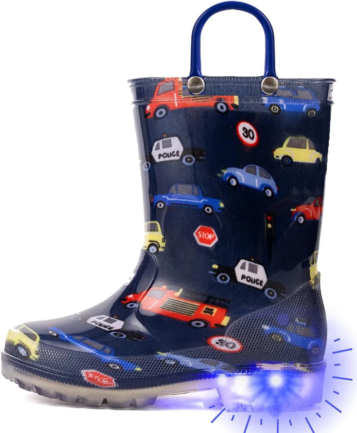 Outee Toddler Kids Adorable Lightwight Waterproof Rain Boots Light Up by Steps