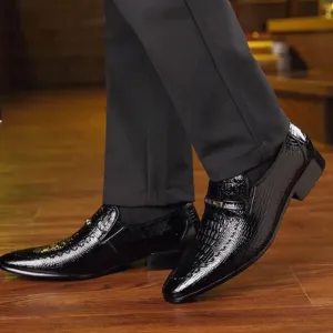 Oxford Dress Shoes for Mens Calfskin Leather Business Slip On Breathable Working Non Slip Block Heel Anti-Slip Shoe