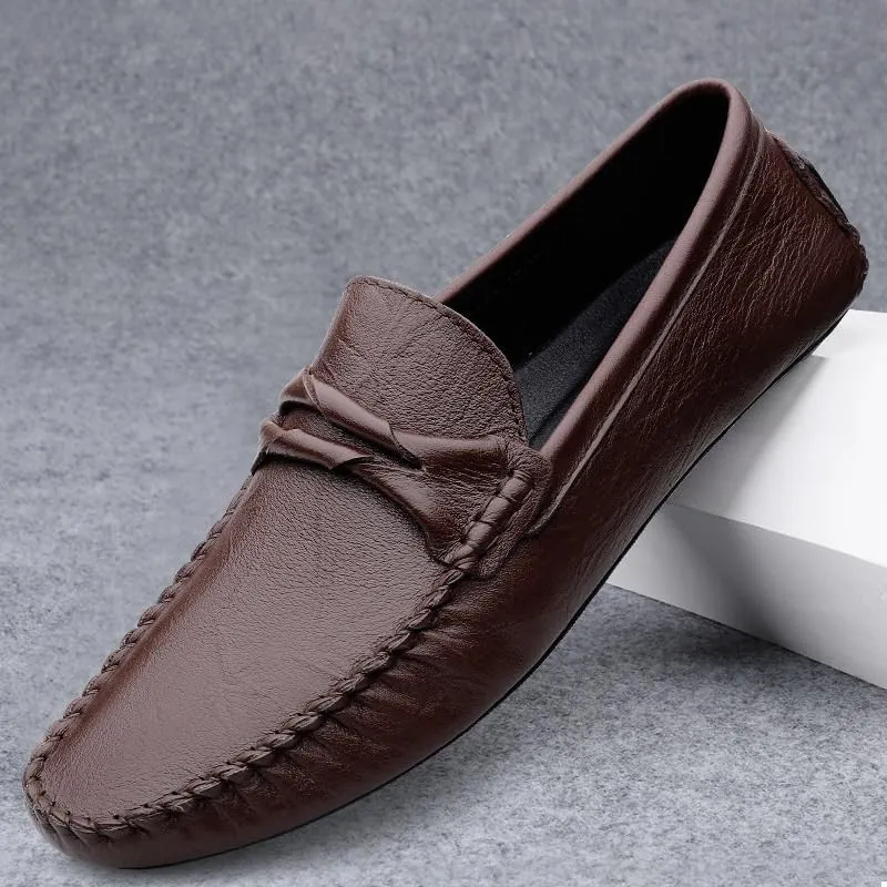 Party Loafers for Men Faux Leather Evening Solid Color Round Toe Low Top Casual Slip-on
