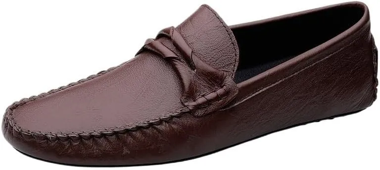Party Loafers for Men Faux Leather Evening Solid Color Round Toe Low Top Casual Slip-on