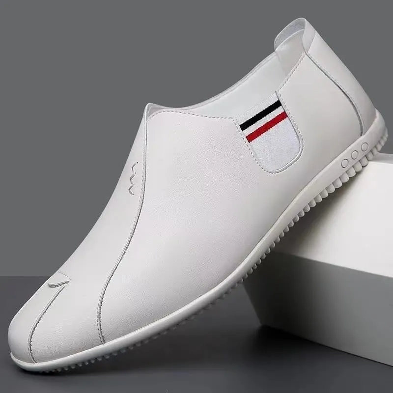 Party Loafers for Men's Faux Leather Classic Tuxedo Round Toe Solid Color Low Top Outdoor Slip-on