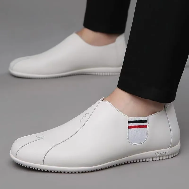 Party Loafers for Men's Faux Leather Classic Tuxedo Round Toe Solid Color Low Top Outdoor Slip-on