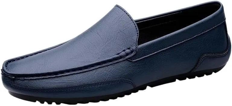 Party Loafers for Men's Pu Leather Classic Round Toe Comfortable Flat Heel Slip Resistant Wedding Slip-on