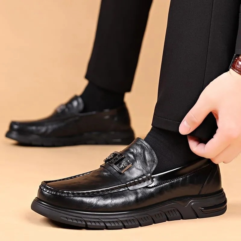 Premium Calfskin Leather Men's Penny Loafers for Business Meetings & Corporate Events, Classic Dress Shoes