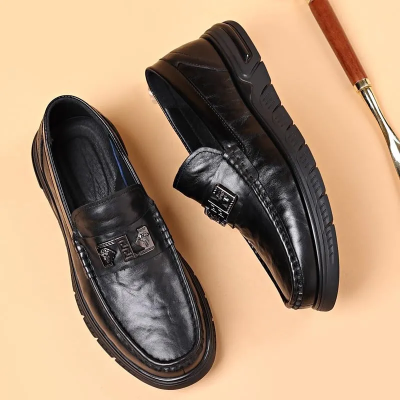 Premium Calfskin Leather Men's Penny Loafers for Business Meetings & Corporate Events, Classic Dress Shoes