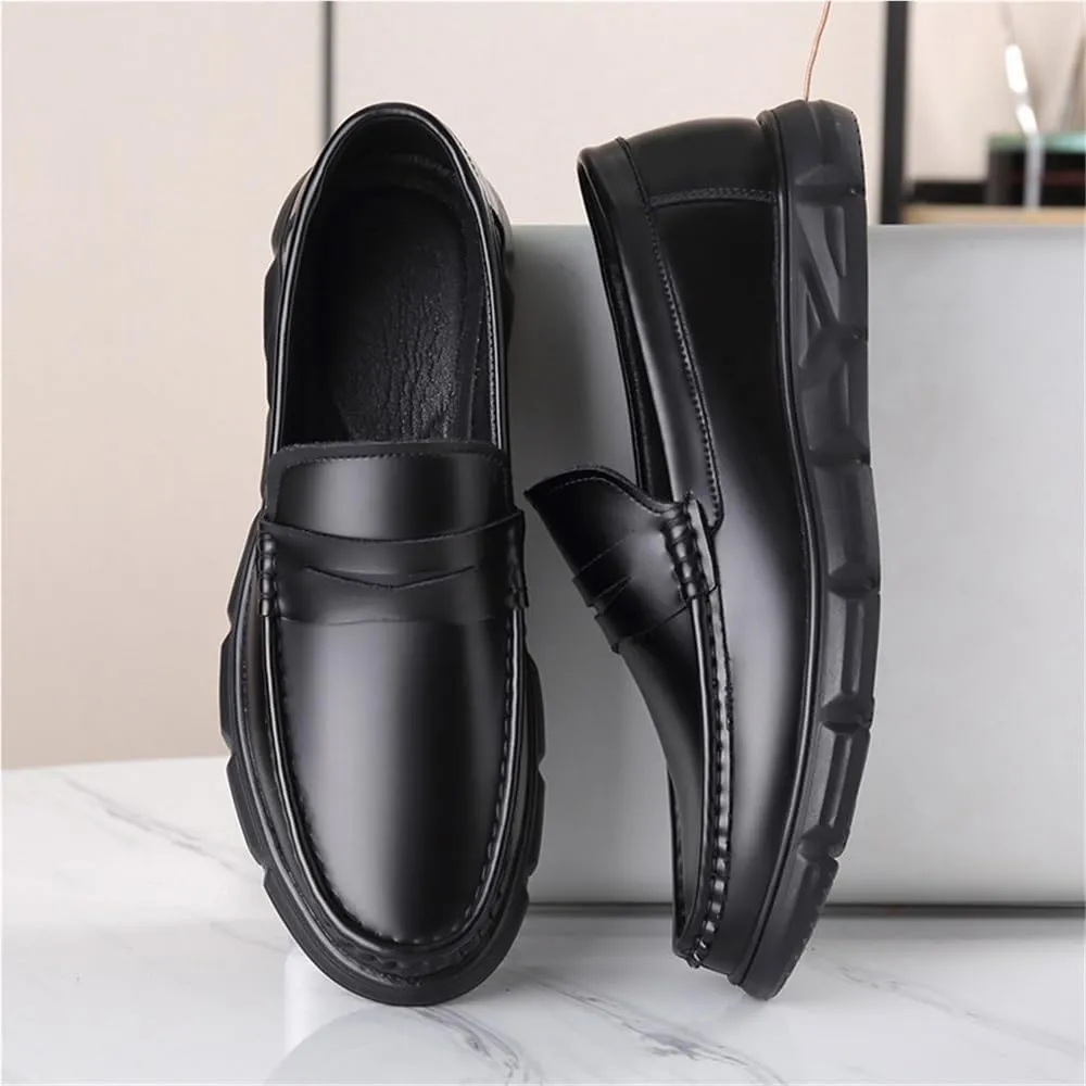 Prom Loafers for Men Pu Leather Party Moccasins Shoe Round Toe Classic Party Wedding Non Slip Anti-Slip Casual Slip-on