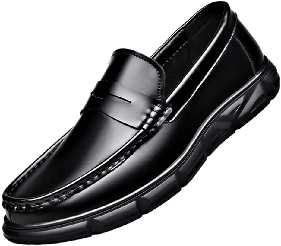 Prom Loafers for Men Pu Leather Party Moccasins Shoe Round Toe Classic Party Wedding Non Slip Anti-Slip Casual Slip-on