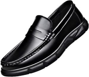 Prom Loafers for Men Pu Leather Party Moccasins Shoe Round Toe Classic Party Wedding Non Slip Anti-Slip Casual Slip-on