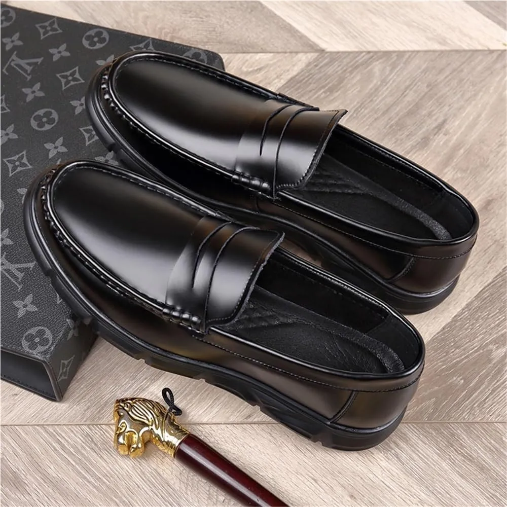 Prom Loafers for Men Pu Leather Party Moccasins Shoe Round Toe Classic Party Wedding Non Slip Anti-Slip Casual Slip-on