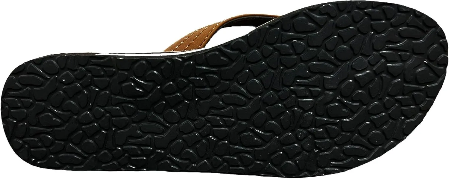 Qwave Womens Flip Flops - Vegan Leather Brown Women's Sandals Flat