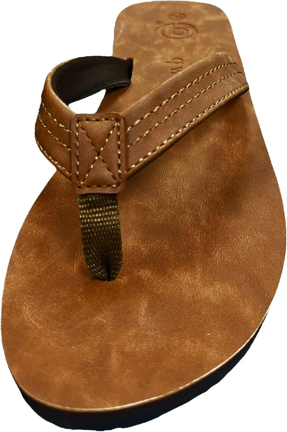 Qwave Womens Flip Flops - Vegan Leather Brown Women's Sandals Flat