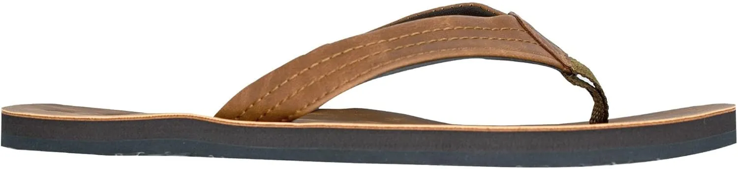 Qwave Womens Flip Flops - Vegan Leather Brown Women's Sandals Flat