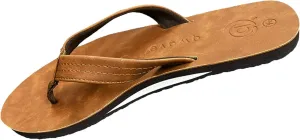 Qwave Womens Flip Flops - Vegan Leather Brown Women's Sandals Flat