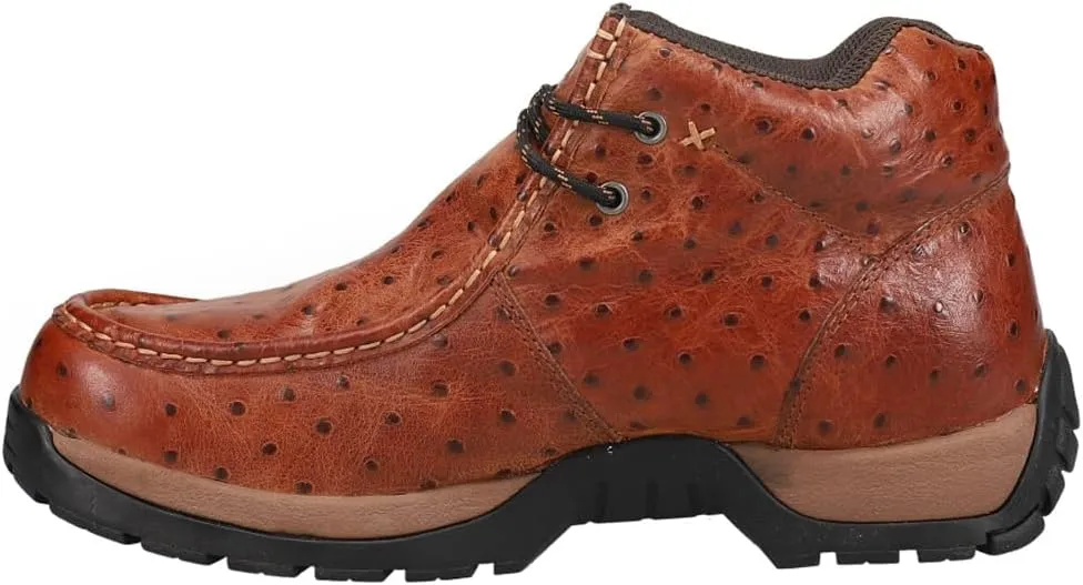 ROPER Mens Stirrup Ostrich Print Moc Toe Chukka Casual Boots Ankle - Brown