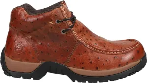 ROPER Mens Stirrup Ostrich Print Moc Toe Chukka Casual Boots Ankle - Brown