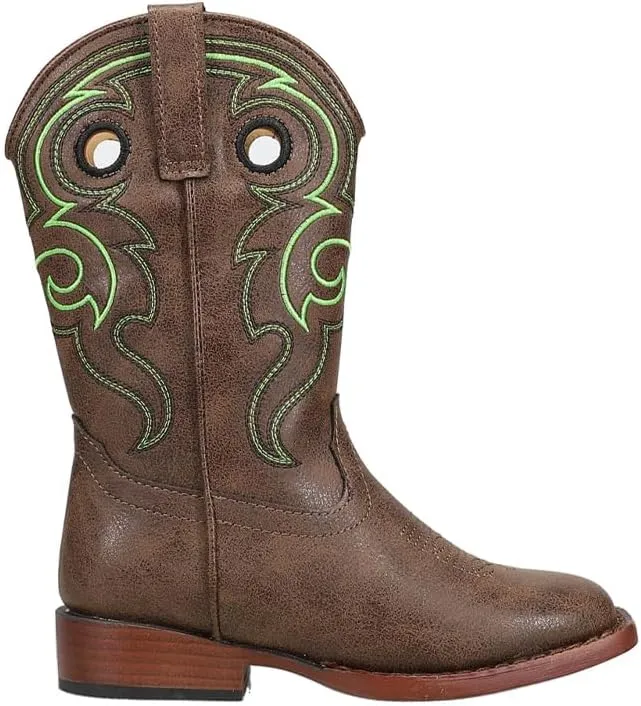 ROPER Toddler Boys Reno Embroidered Square Toe Casual Boots Mid Calf - Brown