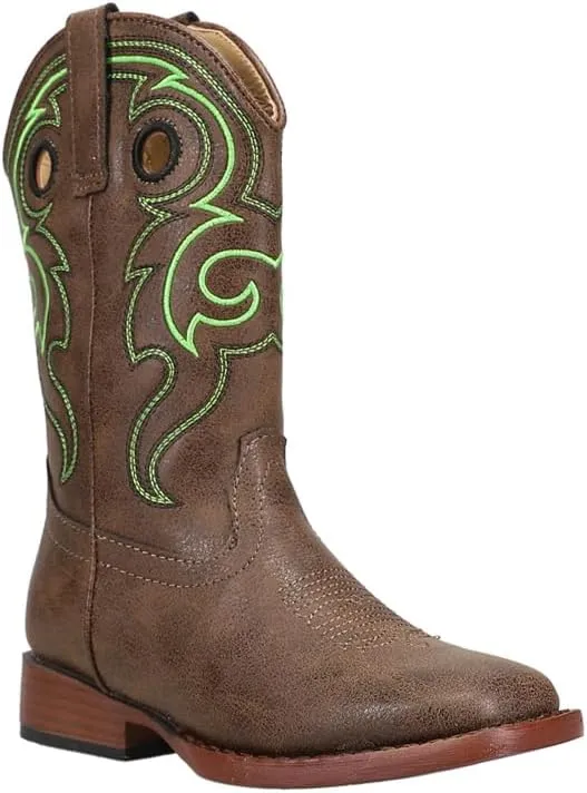 ROPER Toddler Boys Reno Embroidered Square Toe Casual Boots Mid Calf - Brown