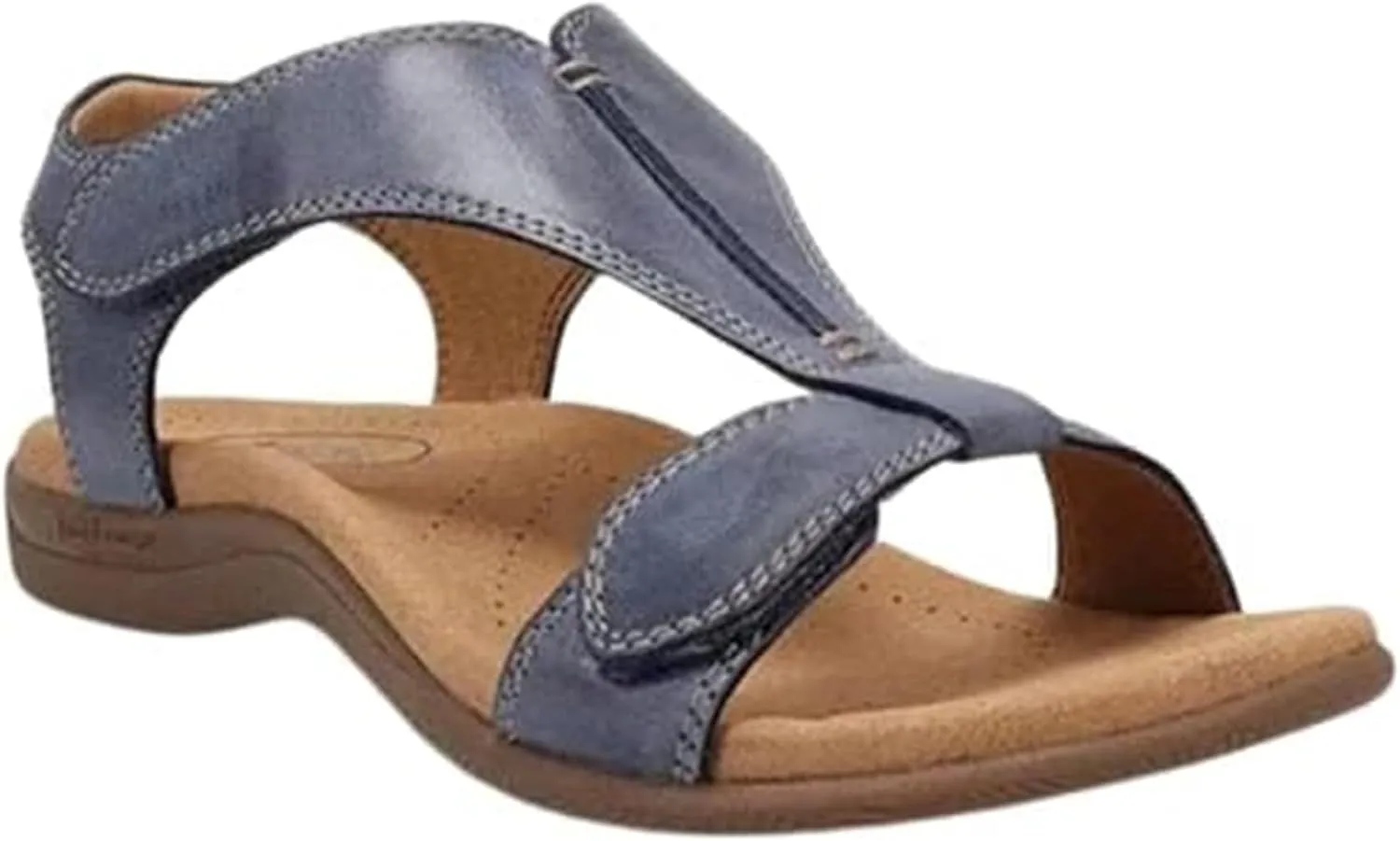 Sandals for Women Casual Summer Leather Sandal Platform Wedge Sandal Comfort Arch Support Cooling Gel Padding and an Adjustable Fit Walking Comfort Sandals,Blue,US8/EU40