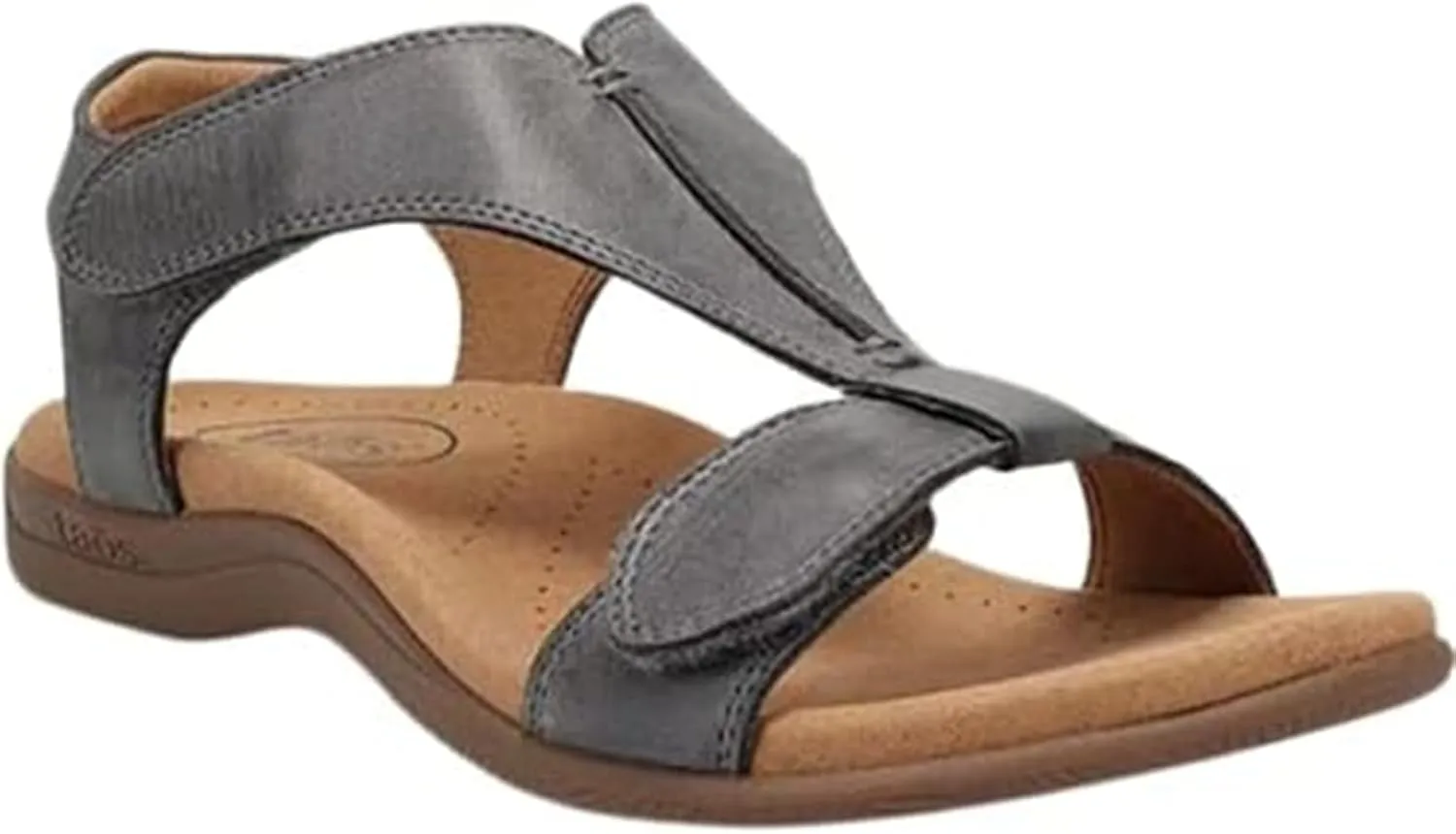 Sandals for Women Casual Summer Leather Sandal Platform Wedge Sandal Comfort Arch Support Cooling Gel Padding and an Adjustable Fit Walking Comfort Sandals,Gray,US11/EU43