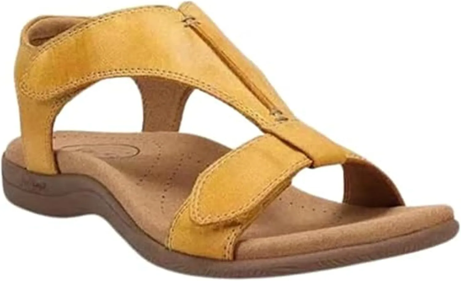 Sandals for Women Casual Summer Leather Sandal Platform Wedge Sandal Comfort Arch Support Cooling Gel Padding and an Adjustable Fit Walking Comfort Sandals,Yellow,US7.5/EU39