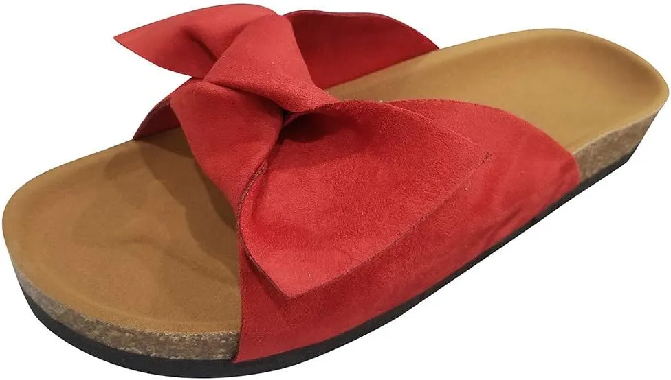 Sandals for Women Flat,Women's 2020 Fashion Bow Comfy Platform Sandal Shoes Summer Beach Travel Fashion Slipper Flip Flops