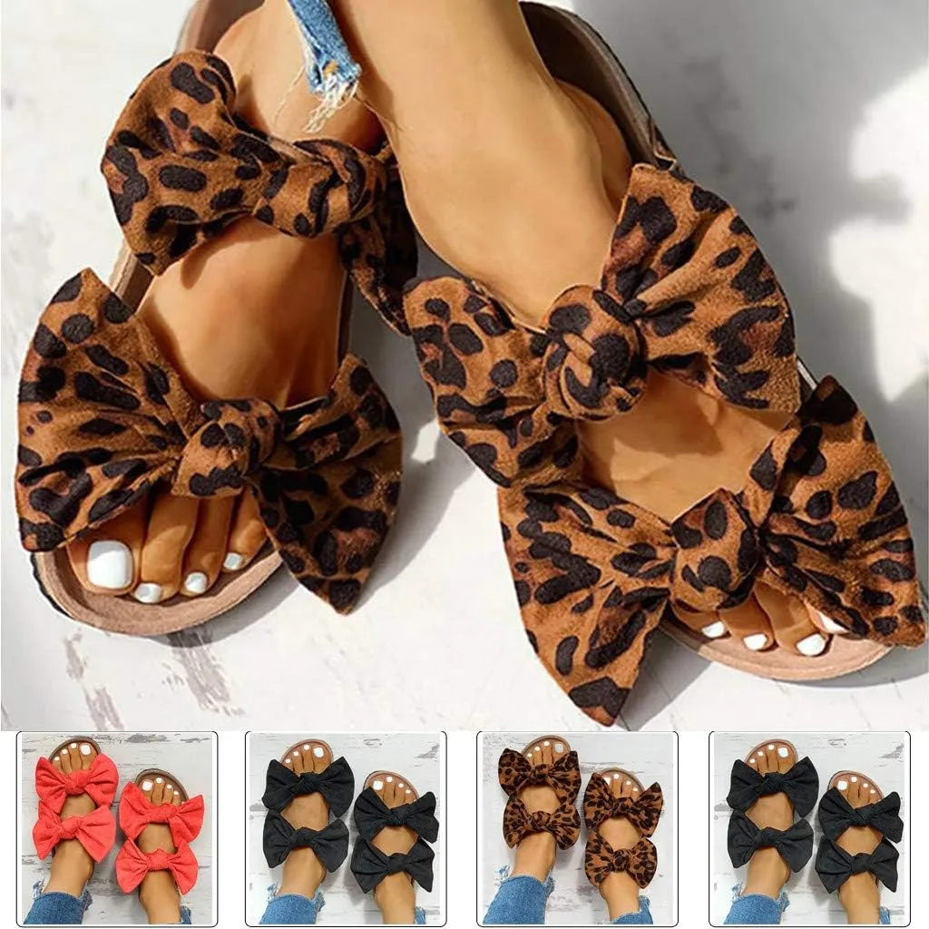 Sandals for Women Flat,Womens Slip On Flip Flops Bow Tie Strappy Slides Beach Thong Slipper Summer Gladiator Flat Sandals