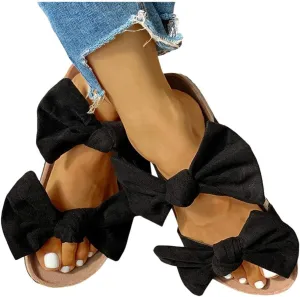 Sandals for Women Flat,Womens Slip On Flip Flops Bow Tie Strappy Slides Beach Thong Slipper Summer Gladiator Flat Sandals