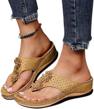 Sandals for Women Premium Walking Slippers with Arch Support Anti-Slip Breathable Sandal Vintage Flip Flop Shoes