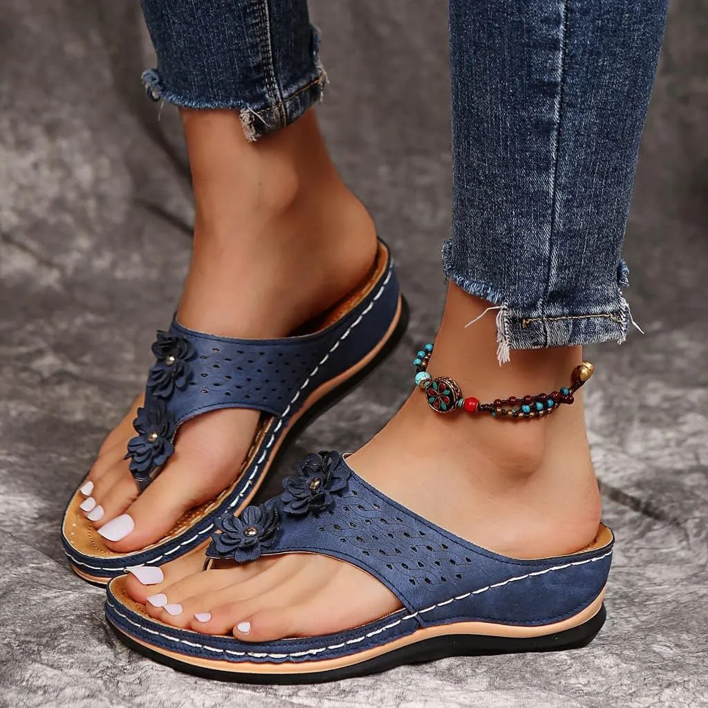 Sandals for Women Premium Walking Slippers with Arch Support Anti-Slip Breathable Sandal Vintage Flip Flop Shoes