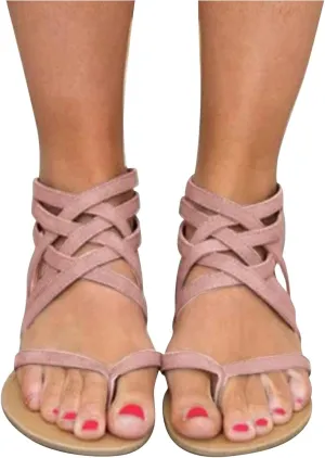 Sandals for Women,Fashion Open Women's Toe Summer Breathable Sandals Beach Flat Zipper Shoes Women's Sandal