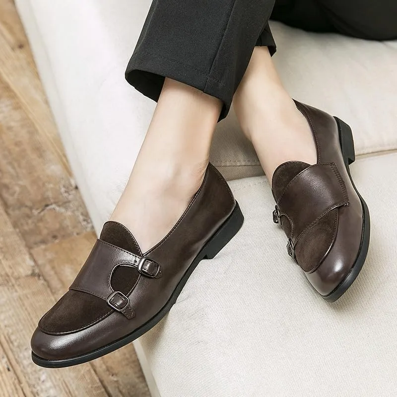 Santimon Men's Double Monk Strap Classic Dress Loafers Slip on Casual Formal Shoes