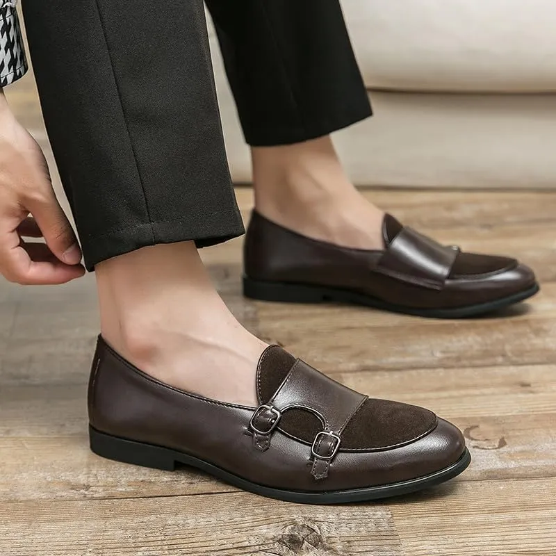 Santimon Men's Double Monk Strap Classic Dress Loafers Slip on Casual Formal Shoes