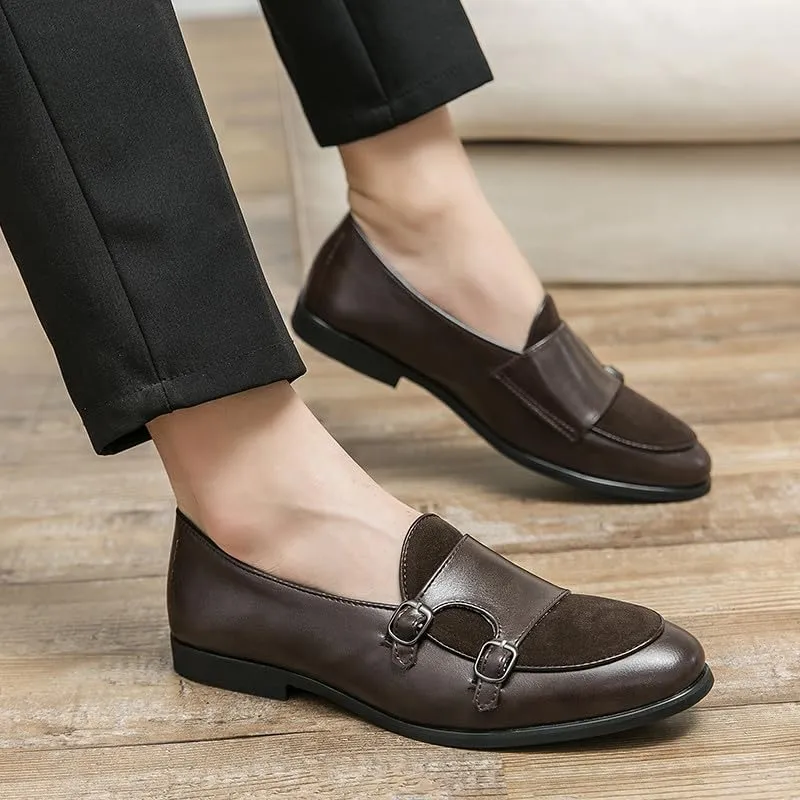 Santimon Men's Double Monk Strap Classic Dress Loafers Slip on Casual Formal Shoes