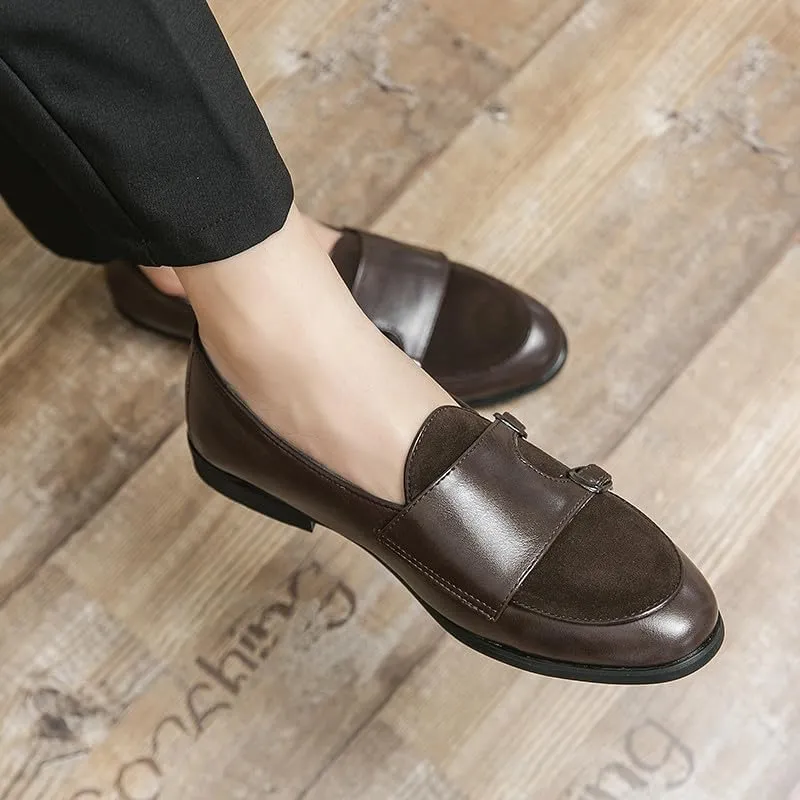 Santimon Men's Double Monk Strap Classic Dress Loafers Slip on Casual Formal Shoes