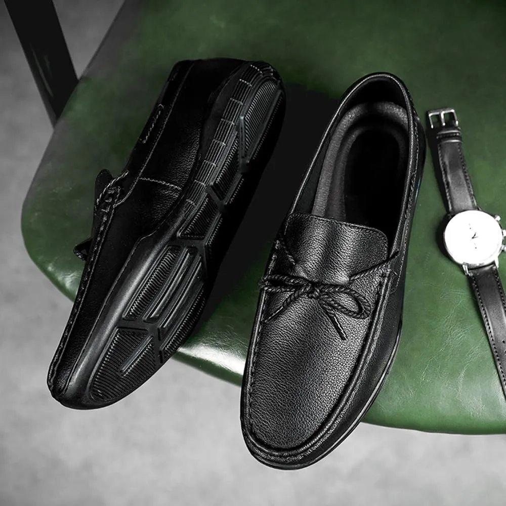 Santimon Men's Driving Moccasin Shoes, Genuine Leather Loafers, Slip On Boat Shoes for Men, Breathable, Fashionable, Classic Shoes