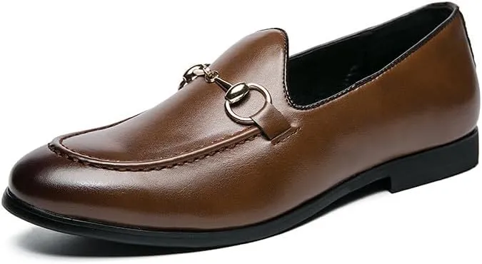 Santimon Men's Horsebit Leather Loafers Classic Moccasins Casual Formal Dress Slip On Driving Shoes for Men