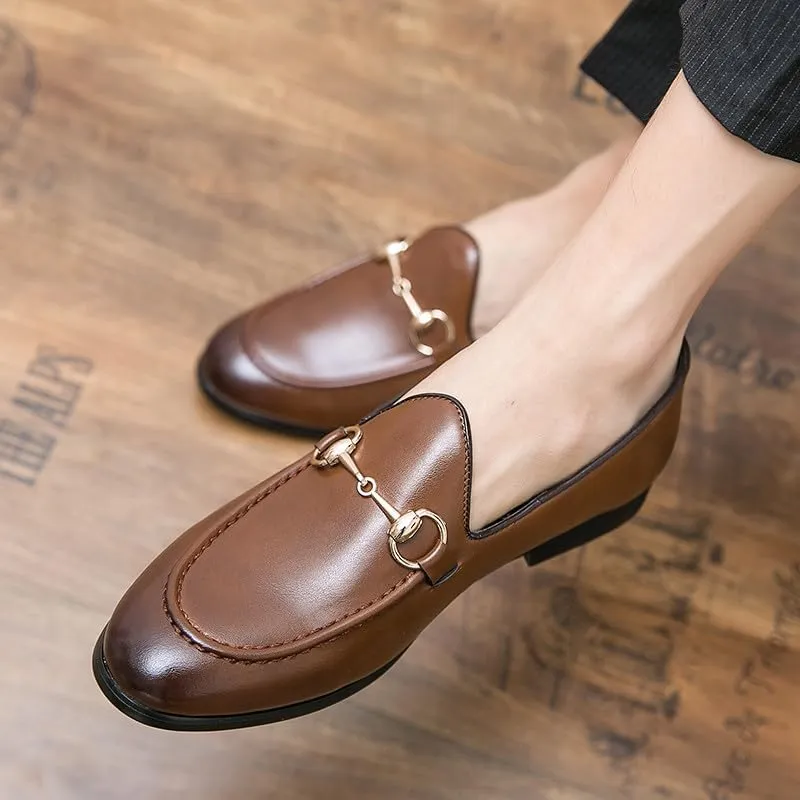 Santimon Men's Horsebit Leather Loafers Classic Moccasins Casual Formal Dress Slip On Driving Shoes for Men