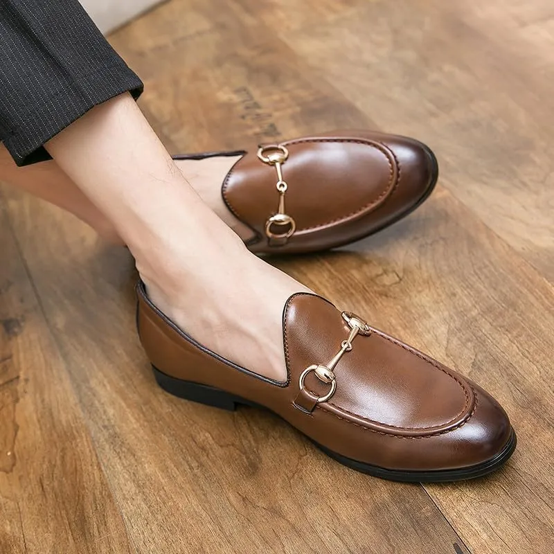 Santimon Men's Horsebit Leather Loafers Classic Moccasins Casual Formal Dress Slip On Driving Shoes for Men