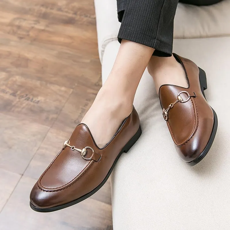 Santimon Men's Horsebit Leather Loafers Classic Moccasins Casual Formal Dress Slip On Driving Shoes for Men