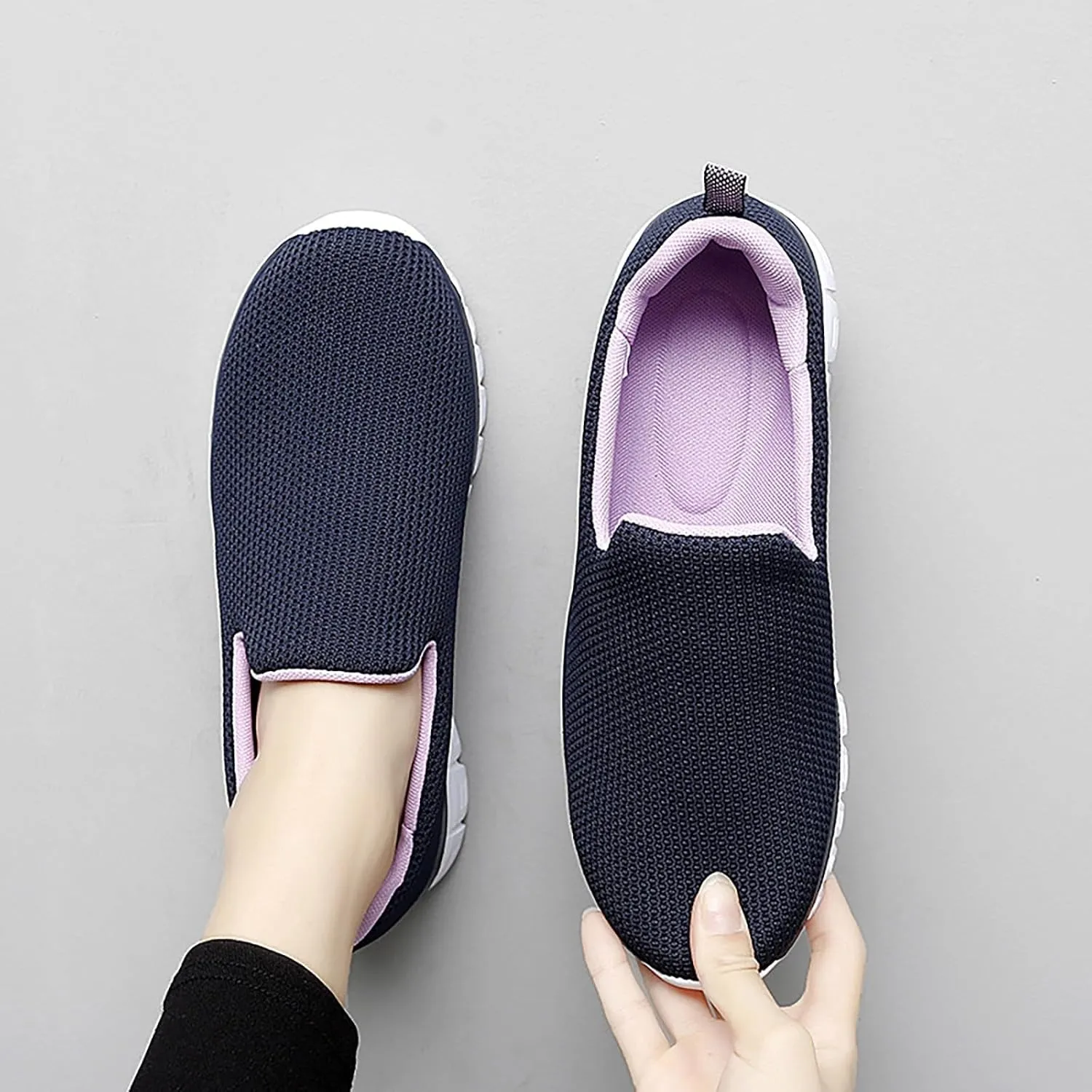 SBGMoSJ Casual Sneakers for Women Wide Zapatos Negros para Mujer Altos Womens Walking Shoes Slip On Sneakers Wide Width Black Tennis Shoes for Women Nursing Zapatos OrtopéDicos para Mujeres El